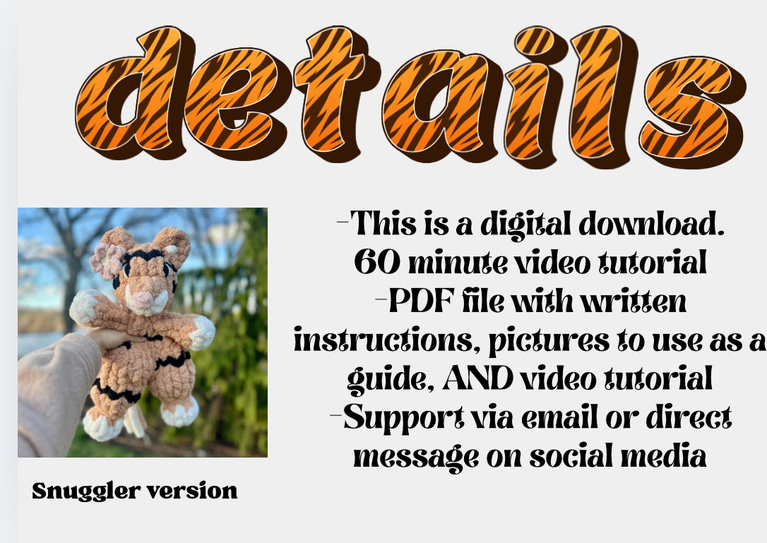 Briar the Tiger puppet pattern+ snuggler pattern bundle