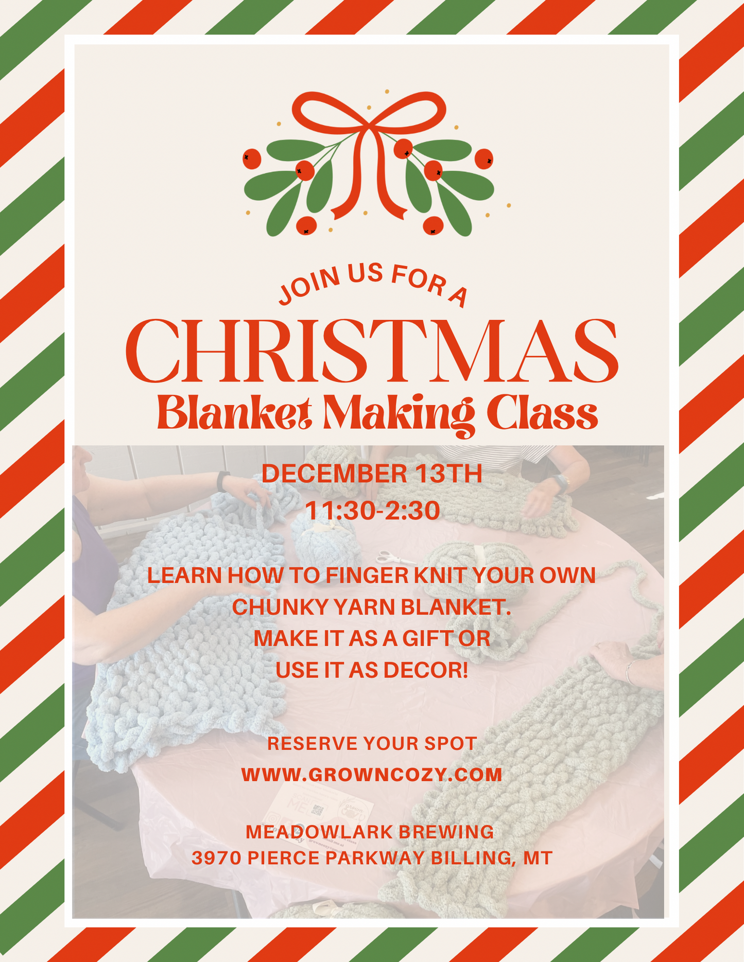 DECEMBER- Meadowlark Brewing blanket making class
