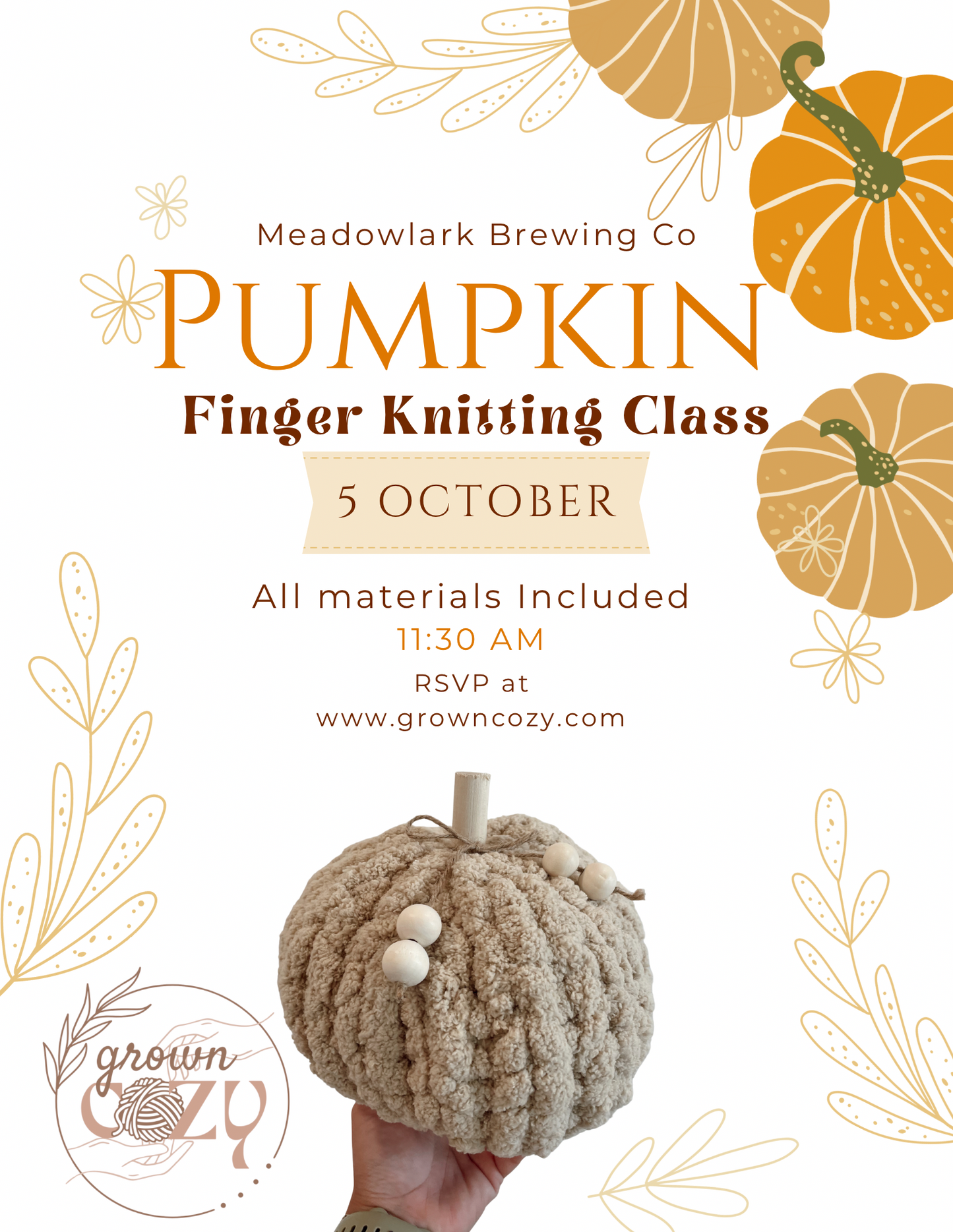 Meadowlark Brewing PUMPKIN Knitting Class