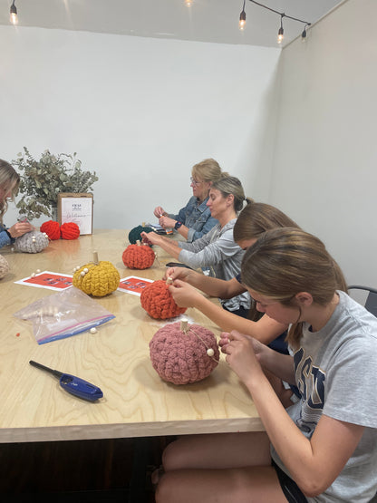 The Front Porch Pumpkin Finger Knitting Class
