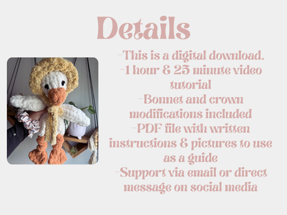 Suzy the Goose / Sully the Swan / Finger Knit Pattern / Intermediate +