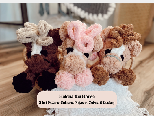 Helena the Horse 5-in-1 Finger Knitting Pattern- Zebra, Unicorn, Donkey, Pegasus