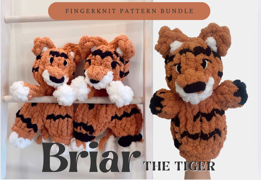Briar the Tiger puppet pattern+ snuggler pattern bundle