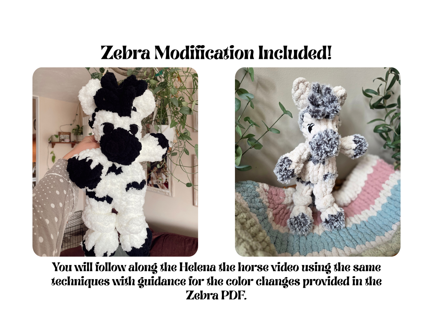 Helena the Horse 5-in-1 Finger Knitting Pattern- Zebra, Unicorn, Donkey, Pegasus