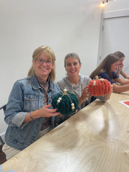 The Front Porch Pumpkin Finger Knitting Class