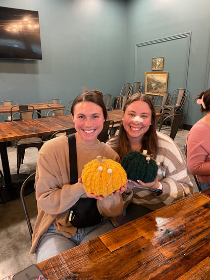 The Front Porch Pumpkin Finger Knitting Class
