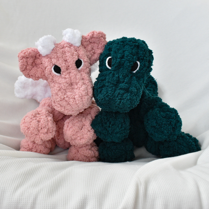PDF + Video Finger Knitting Pattern – Baby Long Neck Dino & Dragon- Intermediate level pattern
