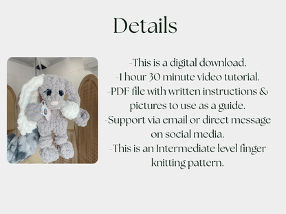 Finger Knit Betty Bunny & Ralphie Rabbit Patter (Full Video Tutorial)