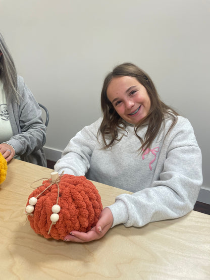 The Front Porch Pumpkin Finger Knitting Class