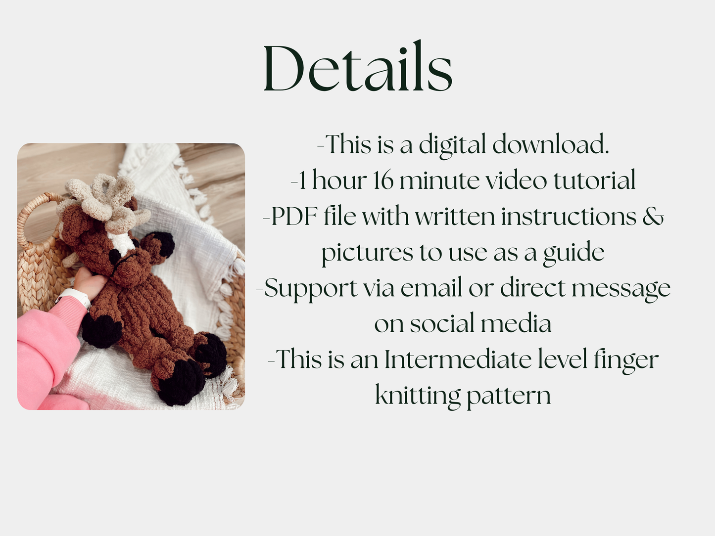 Helena the Horse, Unicorn, Pegasus- finger knitting pattern