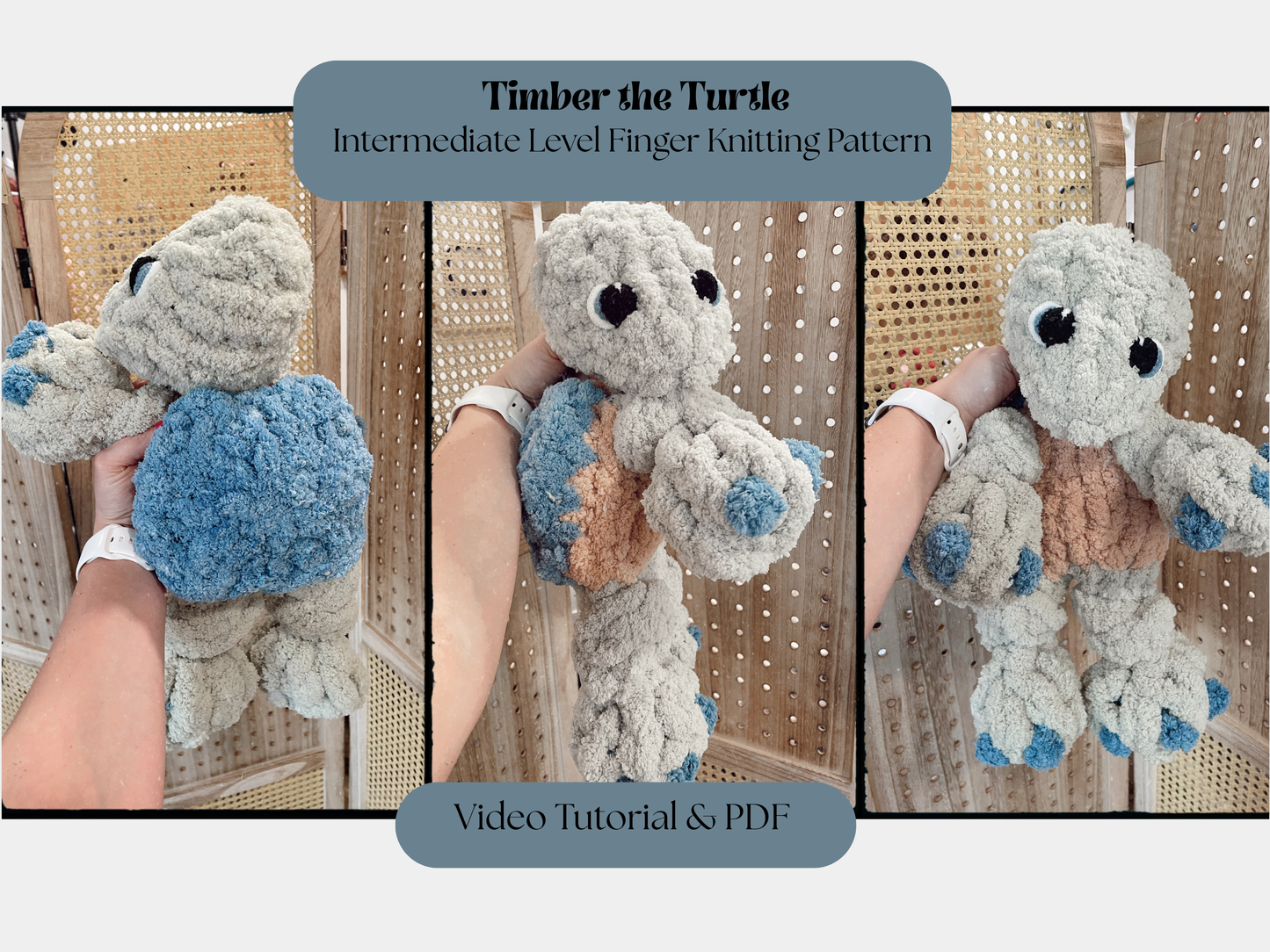 Timber the Turtle- Finger Knitting Pattern (Digital Download)