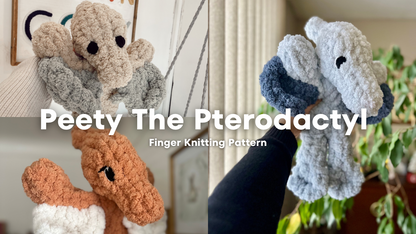 Peety the Pterodactyl Finger Knitting Pattern