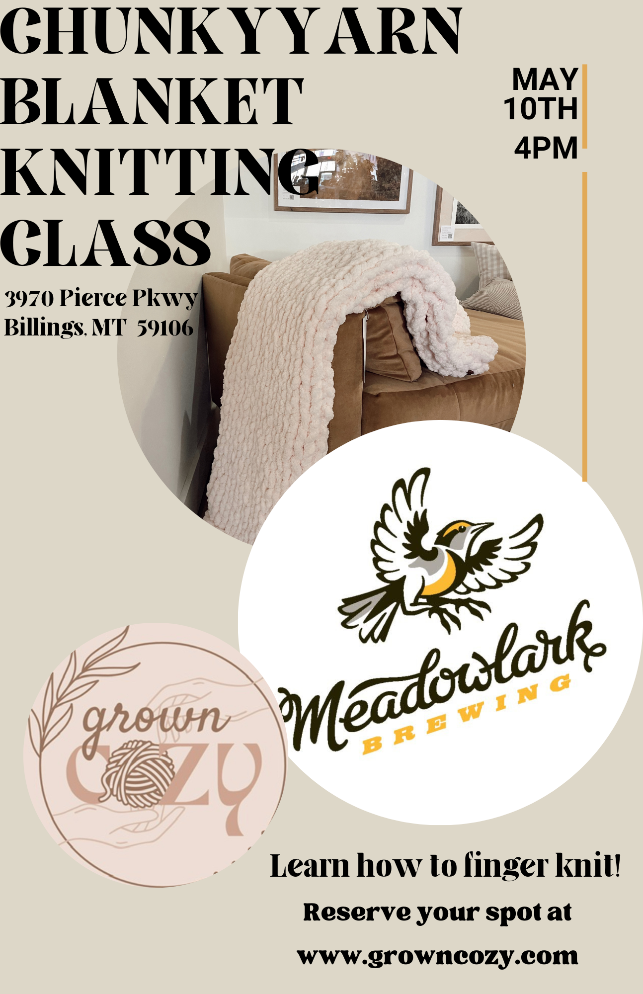 Meadowlark Brewing blanket making class - EVENING session!